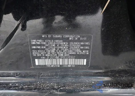 2023 Subaru Crosstrek Limited z USA, uszkodzony, nr VIN JF2GTHMC0P8324992